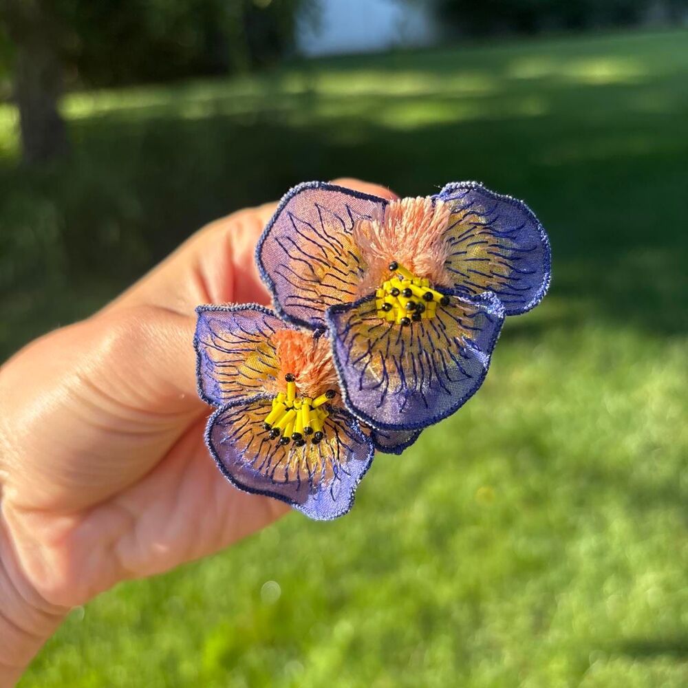 Mignonne Gavigan pansy studs earrings